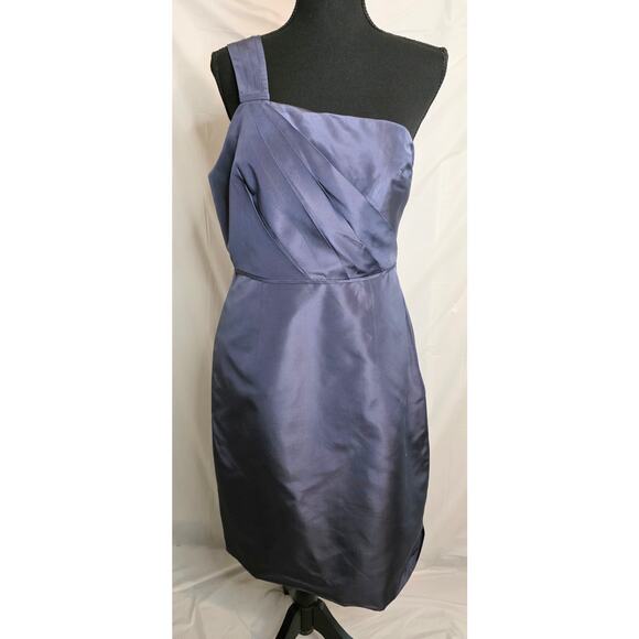 J. Crew Dress Women 8 Navy Single Shoulder Strap 100% Silk, Party Wedding Guest - Picture 1 of 6